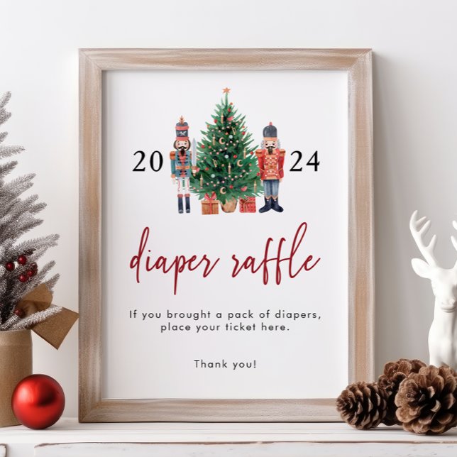 Affiche Pancarte de tirage au sort de couches Casse-Noiset (Nutcracker Diaper Raffle Sign
)