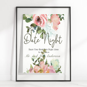 Affiche Pancarte élégante florale coquille d'oeuf et blush