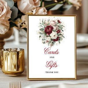 Affiche Pancarte élégante pour Cartes et Cadeaux rose et b