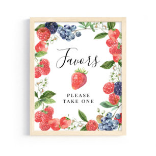 Affiche Pancarte Favoris Fraise Myrtille - Veuillez En Pre