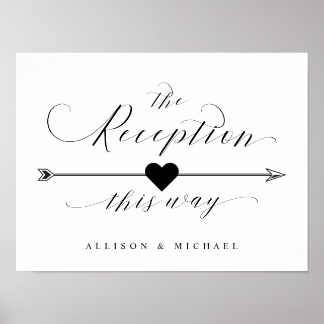 Affiche Pancarte fléchée de réception de mariage de ce côt (Devant)