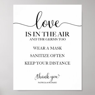 Affiche Pancarte L'amour est dans l'air mais les germes au