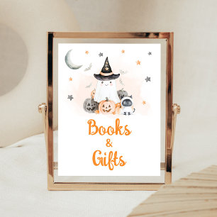 Affiche Pancarte Livres et Cadeaux Halloween Little Boo Or
