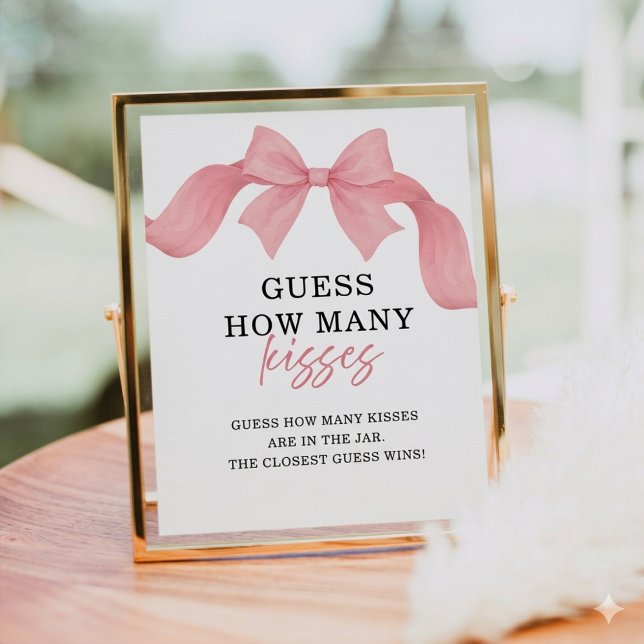 Affiche Pancarte Mariage avec Ruban Rose 'Devinez combien  (Créateur téléchargé)