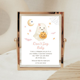 Affiche Pancarte Ne dis pas Bébé Little Boo Halloween Rose