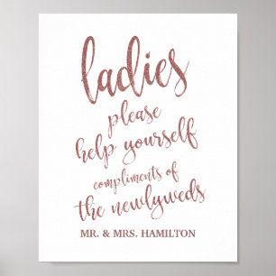 Affiche Pancarte Panier Salle de Bain Dames Rose Gold Pail