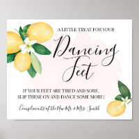 Pancarte Pieds Dansants Tongs Mariage Citrons Rose