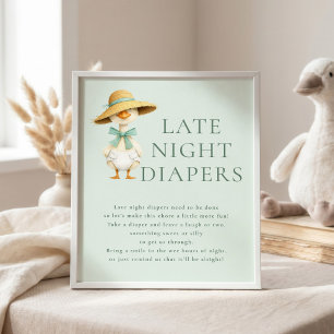 Affiche Pancarte pour Baby Shower Couches de Nuit Sage Béb