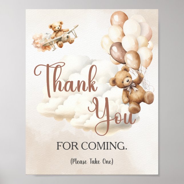 Affiche Pancarte pour Baby Shower MERCI D'ÊTRE VENUS Ballo (Devant)