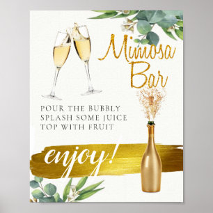 Affiche Pancarte pour bar à Mimosa de brunch de mariage au