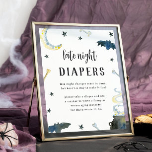 Affiche Pancarte pour couches de nuit tardive pour Baby Sh