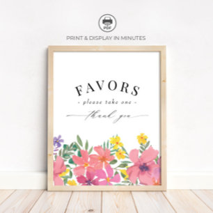 Affiche Pancarte pour les cadeaux de la douche de fleurs t