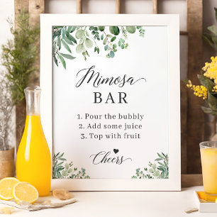 Affiche Pancarte pour un bar à Mimosa lors d'une fête prén