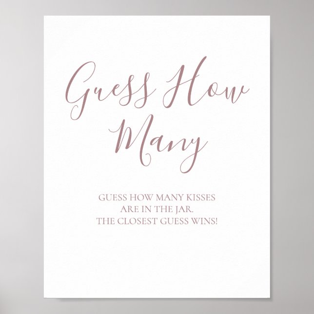 Affiche Pancarte Rose Gold pour le jeu Devinez les Baisers (Devant)