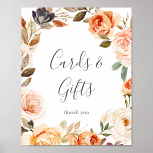 Affiche Pancarte Rustic Earth Florals Cartes et Cadeaux