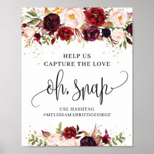 Affiche Pancarte rustique marsala florale moderne capturan