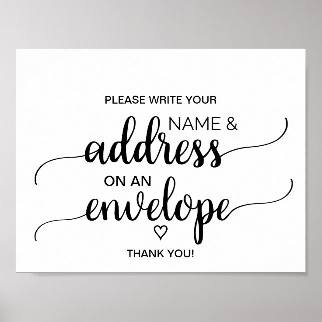Affiche Pancarte Simple Calligraphie Noire Adresser une En (Devant)