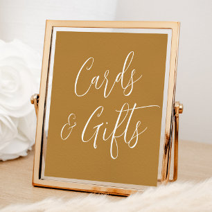 Affiche Pancarte Simple Script Ochre Cartes et Cadeaux de 
