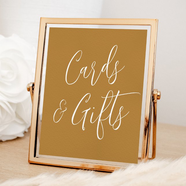 Affiche Pancarte Simple Script Ochre Cartes et Cadeaux de  (Créateur téléchargé)