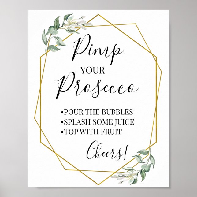 Affiche Pancarte verdure or dorée pour prosecco (Devant)