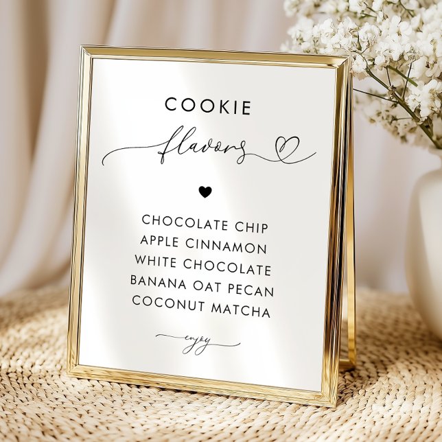 Affiche Pancartes de mariage Saveurs de cookies à l'écritu (Créateur téléchargé)