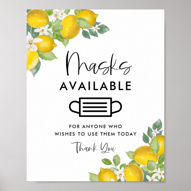 Affiche Pancartes de masques de fête à thème citron dispon (Devant)