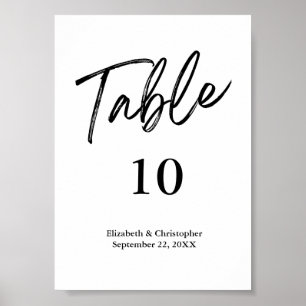 Affiche Pancartes de numéro de table noir blanc mariage mi