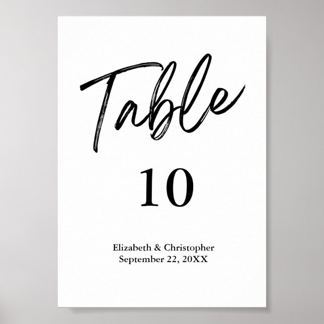 Affiche Pancartes de numéro de table noir blanc mariage mi (Devant)