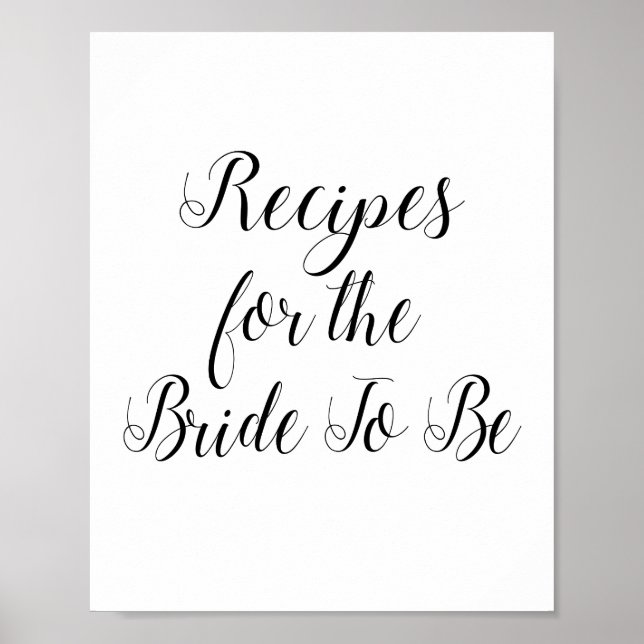 Affiche Pancartes de recettes pour la future mariée Shower (Devant)