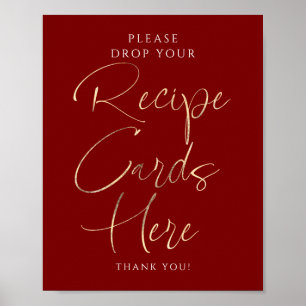 Affiche Pancartes de recettes pour mariage rouge et or
