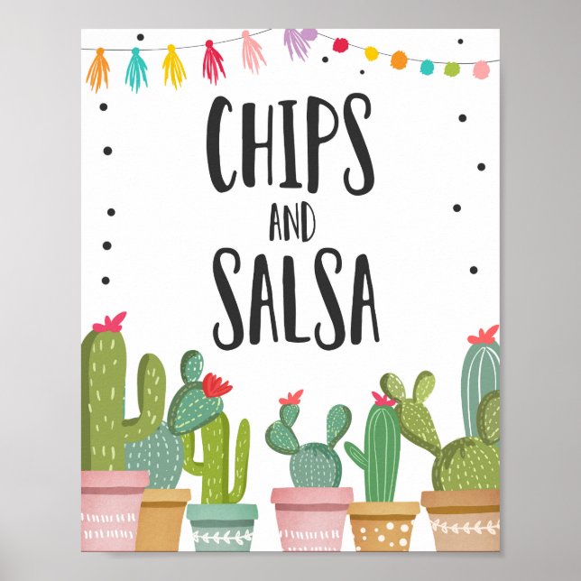 Affiche Pancartes de table Cactus Fête Chips et Salsa (Devant)