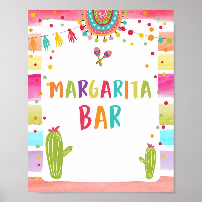 Affiche Pancartes de table de fête de cactus de boissons d (Devant)