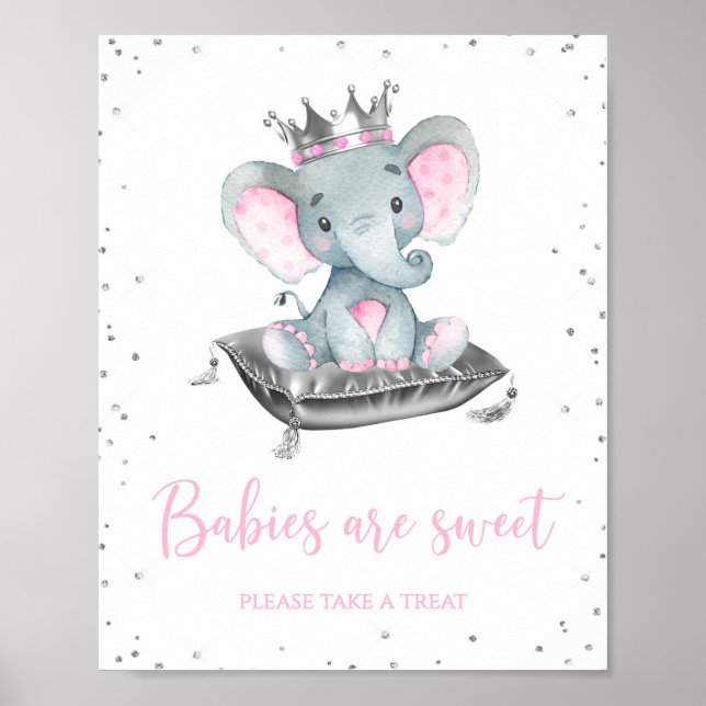 Affiche Pancartes de table pour la fête prénatale éléphant (Devant)