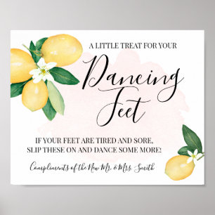 Affiche Pancartes Pieds qui Dansent Tongs Mariage Citrons 
