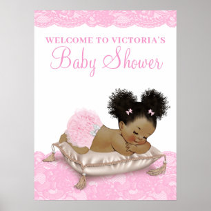Affiche Pancartes pour Baby Shower de fille afro-américain