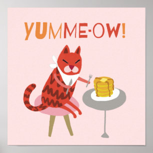 Affiche Pancartes rouges mangeant des chats