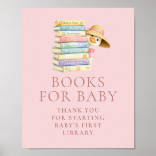 Affiche Pancréatique Rose Livres pour Bébé Signe de Shower
