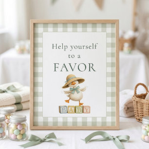 Affiche Pancréatique Sage Gingham Faveur Signe Bain de Béb