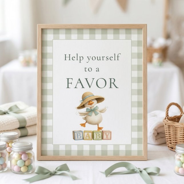 Affiche Pancréatique Sage Gingham Faveur Signe Bain de Béb (Créateur téléchargé)