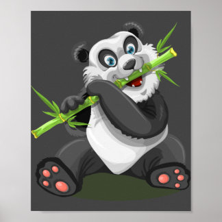 Affiche panda animal bamboo wild eating