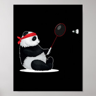Affiche Panda Badminton Drôle Douce Humour Sport Navette A