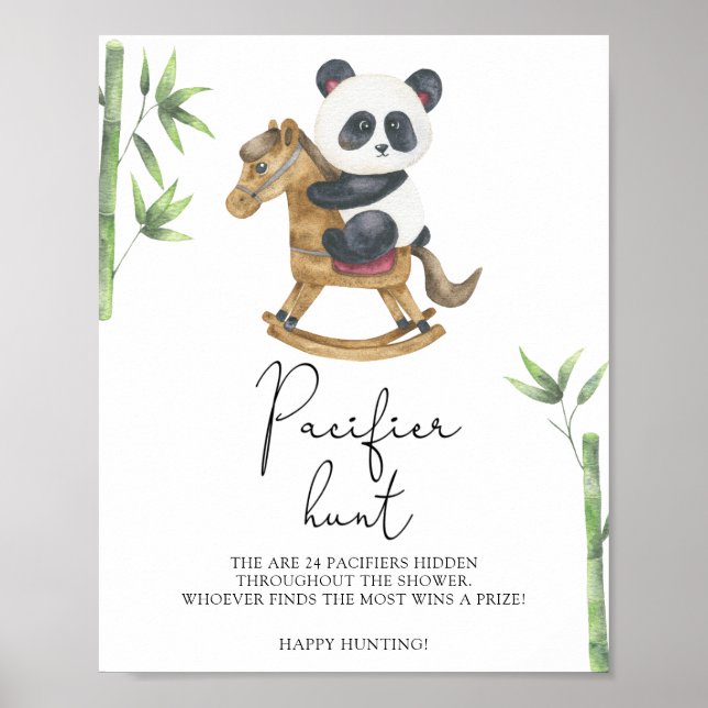 Affiche Panda Bear - chasse à la tétine jeu de baby shower (Devant)