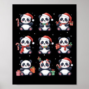 Affiche Panda Bear Noël Père Noël Chapeau drôle Amoureux d