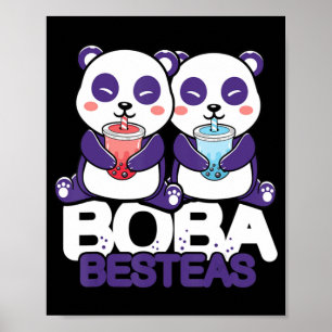 Affiche Panda Boba Bubble Tea Anime Kawaii Neko Girls