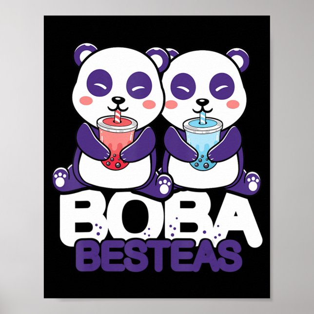 Affiche Panda Boba Bubble Tea Anime Kawaii Neko Girls (Devant)