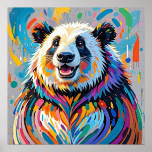 Affiche Panda coloré abstrait dessin animal