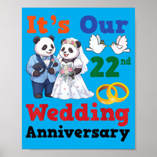 Affiche Panda Couple Ensemble pour leur 22e Anniversaire d