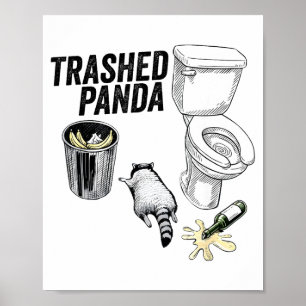 Affiche Panda Crasé, Raton laveur Drôle Ivre, Panda Poubel