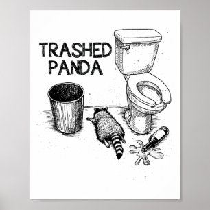 Affiche Panda Dégradé Drôle de Raton laveur Ivre