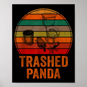 Affiche Panda Dégradé Drôle de Raton Laveur Ivre Vintage D